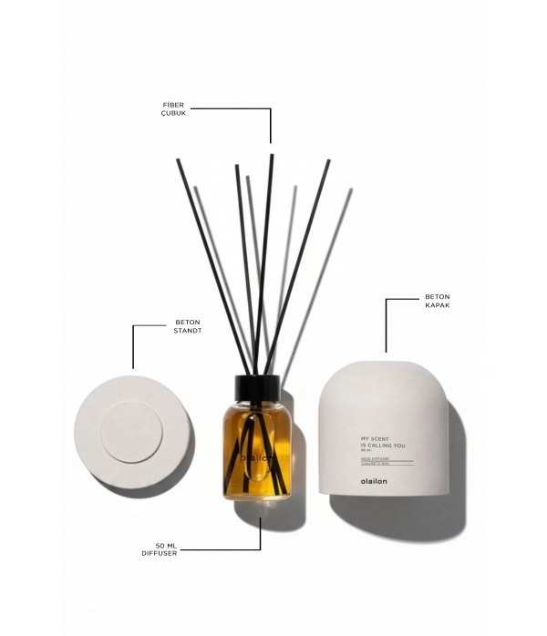 Concarte Amber Kokulu, Dekoratif Çubuklu Oda Kokusu 50 ml. Bej Renk