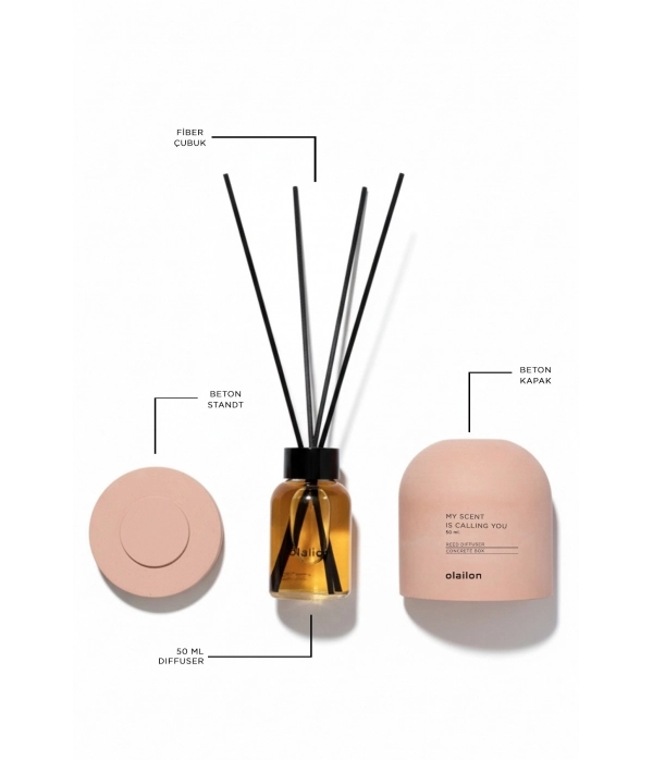 Concarte Sakura Kokulu, Dekoratif Çubuklu Oda Kokusu 50 ml. Pembe Beton