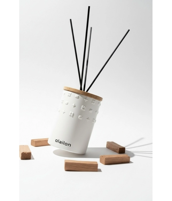 Luxury Odunsu Kokulu Dekoratif Çubuklu Oda Kokusu 50ml, Beton Gövde, Ahşap Kapak