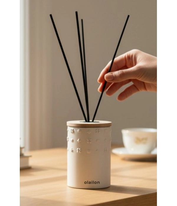 Luxury Odunsu Kokulu Dekoratif Çubuklu Oda Kokusu 50ml, Beton Gövde, Ahşap Kapak