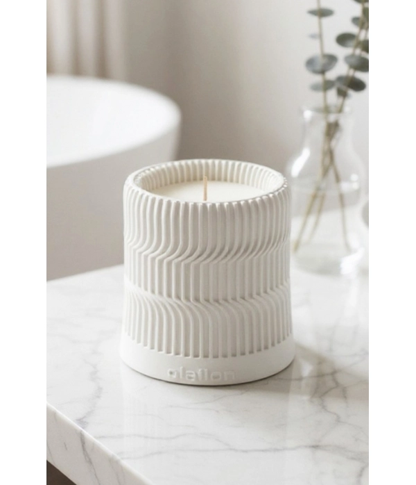 Serrated, Odunsu Kokulu Dekoratif Beton Mum Beyaz Renk