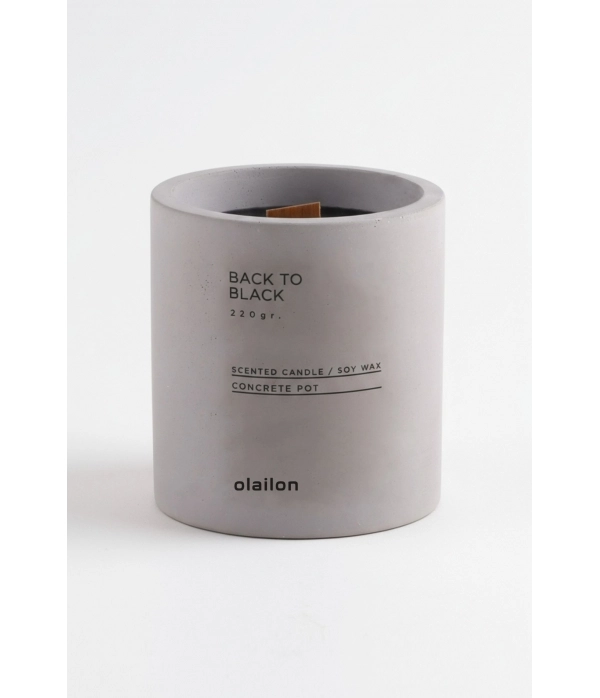 Vanilya Kokulu Ahşap Fitilli Mum, Siyah Beton Mum