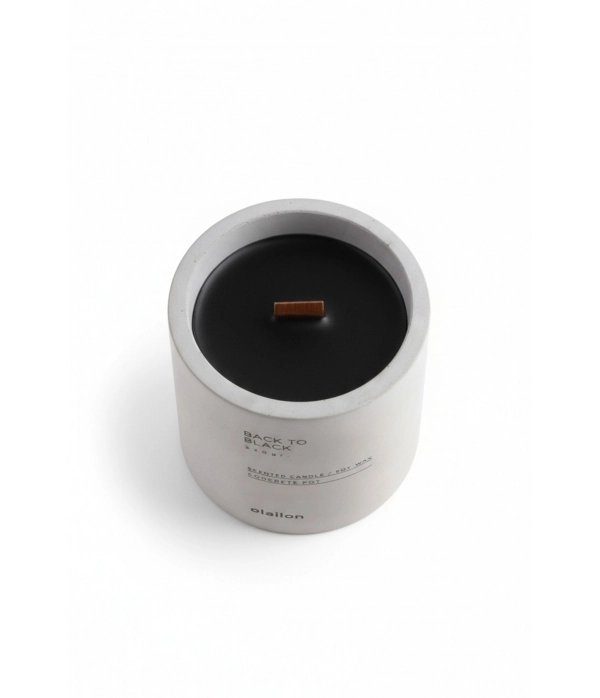 Vanilya Kokulu Ahşap Fitilli Mum, Siyah Beton Mum